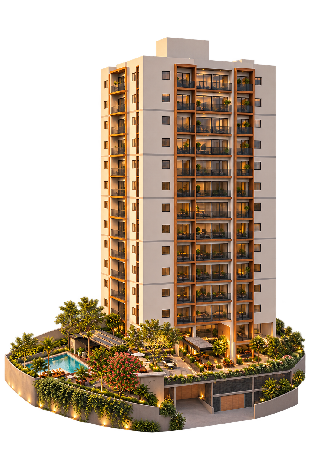 Torre residencial en primer plano